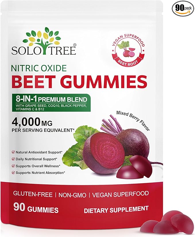 Beetroot Gummies, Organic Beet Root Chews Gummies for Natural Energy Support, Beetroot Supplement for Men and Women, 90 Count (1)
