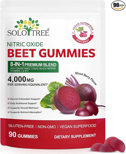 Beetroot Gummies, Organic Beet Root Chews Gummies for Natural Energy Support, Beetroot Supplement for Men and Women, 90 Count (1)