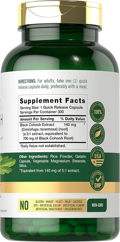Carlyle Black Cohosh Capsules | 300 Count | Non-GMO, and Gluten Free Formula | Black Cohosh Root Extract Supplement