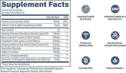 Revive MD Hormone Balance for Women – Hormone Support Supplement w/Myo-Inositol, Chaste Berry, DIM, Vitamins C & E, Evening Primrose Oil – Health & Hormonal Balance (180 Capsules, 30 Servings)