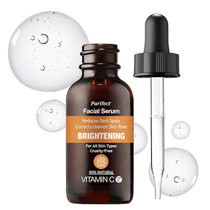 Purifect Vitamin C Brightening Facial Serum with Niacinamide & Vitamin E - Hydrating Serum for Face, Supports Even Skin Tone, Lightweight Daily Skincare, Made in USA - 1 fl oz