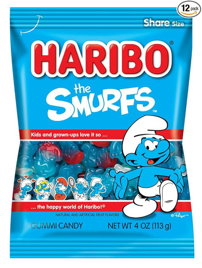 HARIBO Gummi Candy, Smurfs, 4 oz. Bag (Pack of 12)
