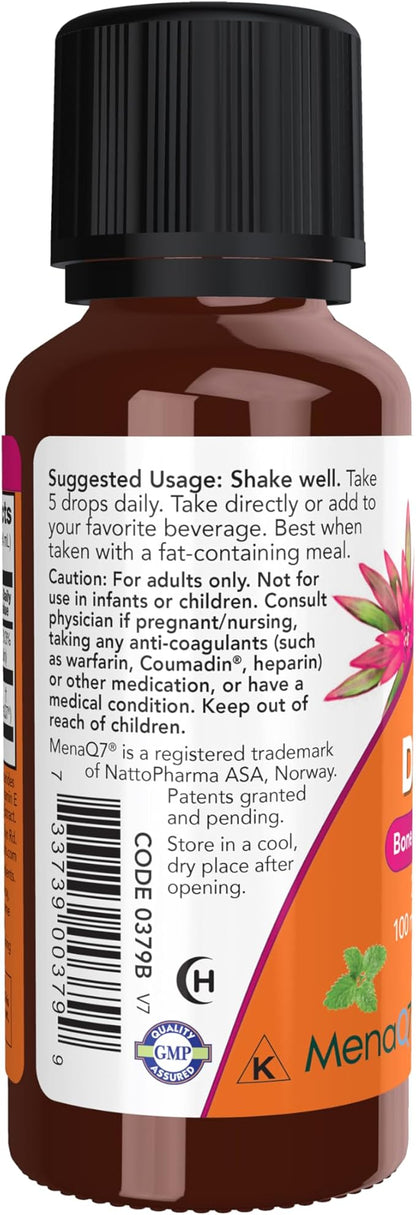 NOW Foods Supplements, Liquid D-3 & MK-7 with 2,500 IU Vitamin D-3 & 100 mcg Vitamin K-2 per 5 drops, 1-Ounce