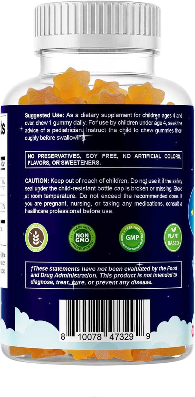 Vitamatic Sugar Free Kids Melatonin 1mg, 90 Gummies, Pineapple & passionfruit Flavored Gummies, 90 Days Supply (Pack of 2)