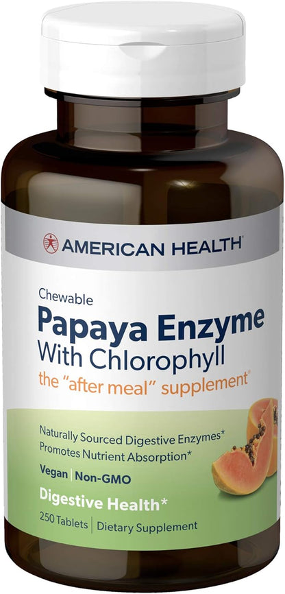 American Health, Papaya Enzyme with Chlorophyll, 250 Count