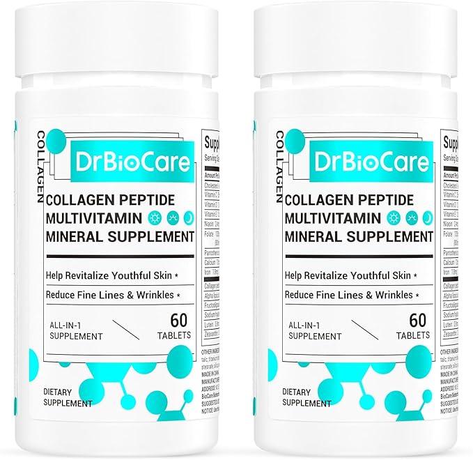 DrBioCare Collagen Peptides for Women, Beauty Vitamin & Mineral Supplement,Contains Vitamin D3, Probiotics for Women & Collagen Peptides,Vitamin B Complex,Vitamin E 120 Tablets