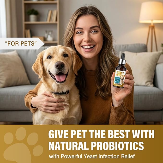 Yeast Infection Treatment for Dogs, Dog Anti Yeast Drops Treatment, Natural Dog Ear Yeast Infection Treatment Supports Immune System & Skin Microbiome