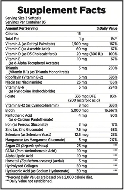 Nature's Bounty Hair Skin and Nails 5000 mcg of Biotin - 250 Coated Tablets Extra Strength