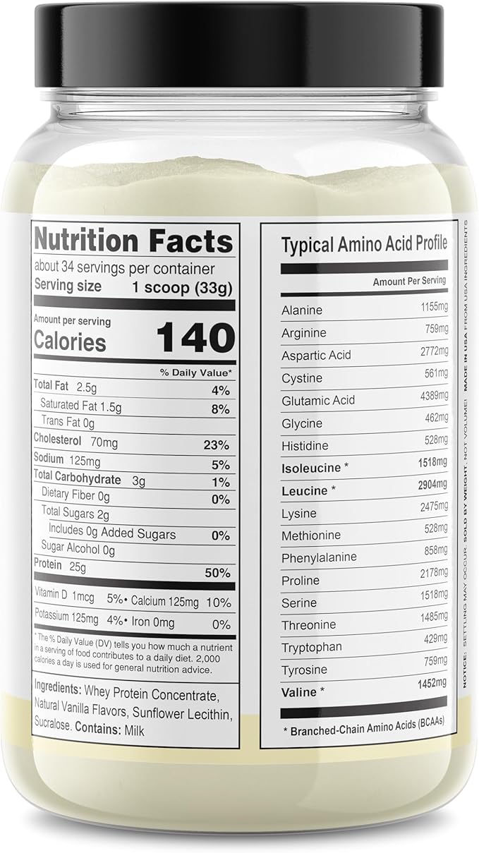 It's Just! - 100% Whey Protein Concentrate, Made in USA, Premium WPC-80, Natural Vanilla Flavor (2.5 Pound, Vanilla)