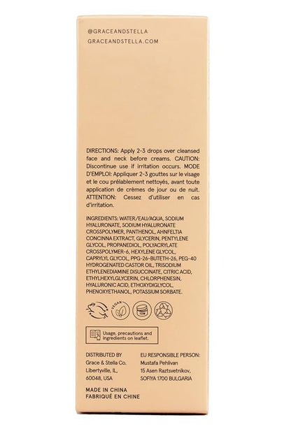 grace & stella Award Winning Hyaluronic Acid Serum (30ml/1 fl oz) Hydrating Hyaluronic Acid Serum for Face - Acido Hialuronico for Women - Remove Fine Lines, Wrinkles, Anti Aging - Vegan Skincare