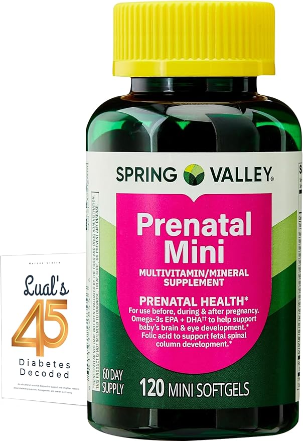 Spring Valley Mini Prenatal Vitamins for Women Softgels. Prenatal Care with DHA for Expectant Mothers. Mini Prenatal Vitamins for Women 240 Soft Gels Bundle with 45 Diabetes Decoded