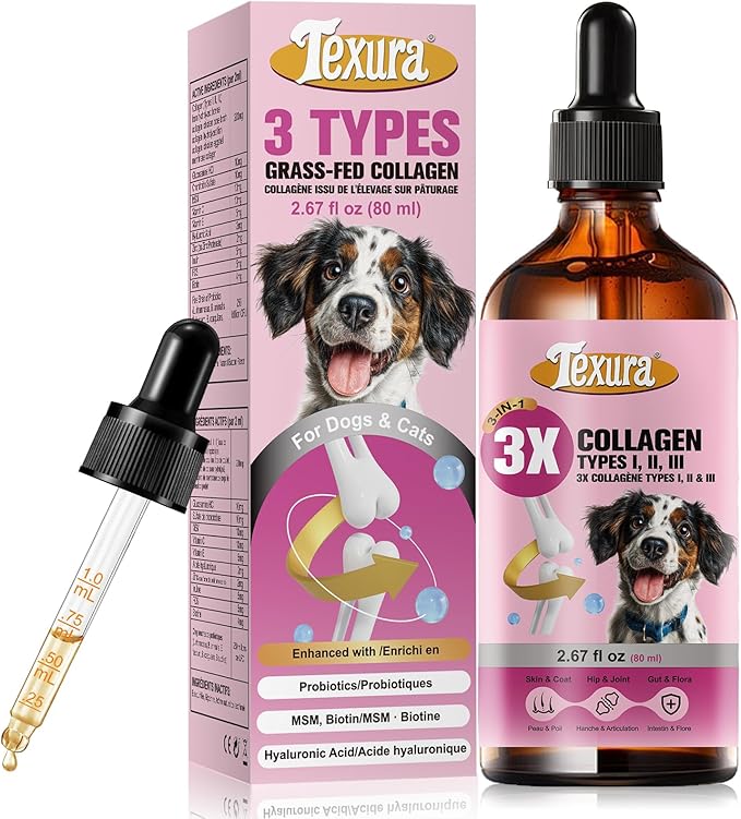 Liquid Collagen for Dogs & Cats - Grass-Fed Hydrolyzed - for Joint, Hip, Skin & Coat Nutritional Support