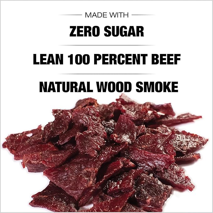 Old Trapper Zero Sugar Beef Jerky, Eight-Ounce Individual Package, Natural Wood Smoked Keto-Friendly Snack, 14 Grams of Protein, 70 Calories, and Zero Sugar Per Serving (Pack of One)