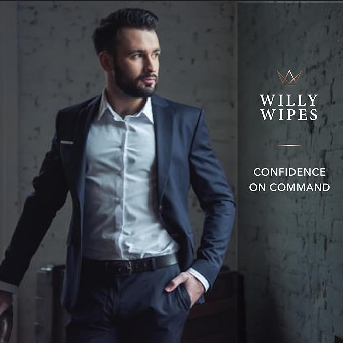 WILLY WIPES® for Men | The Imperial Box (24-Count) | Premium Textured Intimate Hygiene Washcloths | 24 Odor-Defying Single Packets | Foreskin Safe & Residue Free Royal Bath-to-Go