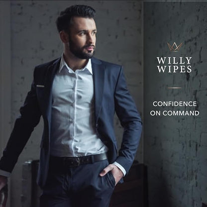 WILLY WIPES® for Men | The Imperial Box (24-Count) | Premium Textured Intimate Hygiene Washcloths | 24 Odor-Defying Single Packets | Foreskin Safe & Residue Free Royal Bath-to-Go