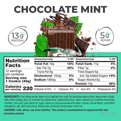 Power Crunch Protein Wafer Bars, High Protein Snacks with Delicious Taste, Chocolate Mint, 1.4 Ounce (12 Count)