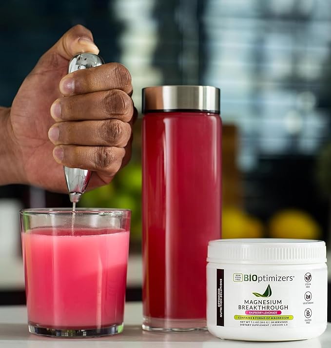 BIOptimizers Magnesium Breakthrough Drink - 8 Forms of Magnesium, Electrolytes, Sleep Health, Stress, Muscle Recovery, Heart Support | Glycinate, Citrate, Malate - Fruit Punch