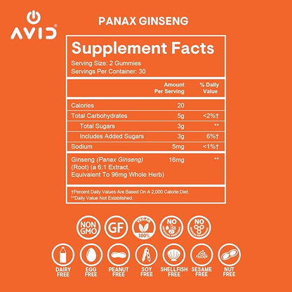 Playboy – Ginseng Gummies (60 Count - Peach Flavored) - Perform Harder, Longer, Better - Panax Ginseng Supplement Gummy for Men and Women - 100% Natural, Vegan Non GMO Ginseng Root 6:1 Extract