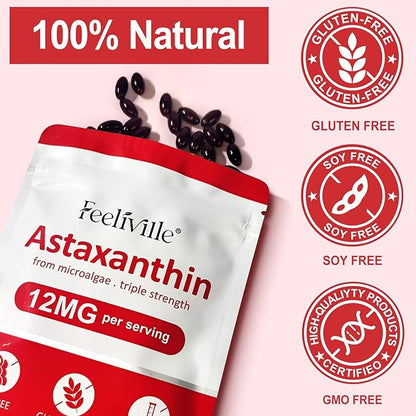VOFANK Astaxanthin 12mg, Premium Astaxanthin Supplements with Antioxidant Activity, Supports Eye, Joint, Immune, Skin Health, Internal Circulation, Non-GMO & No Gluten 240 Softgels