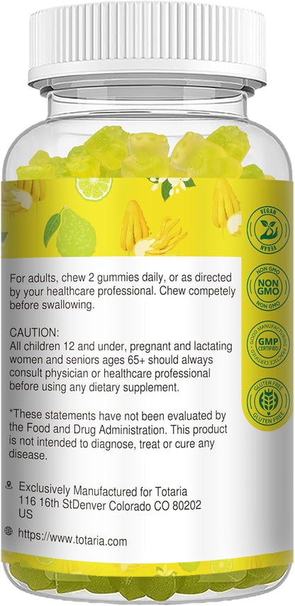 Sugar Free Citrus Bergamot Gummies - All Natural Supplements 25:1 Extract from Italian Bergamot Supplement for Healthy Anti-Aging Sugar-Free Vegan