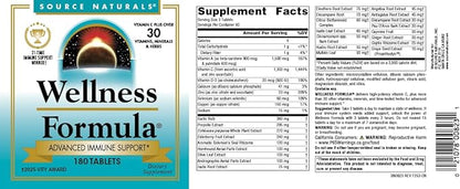 Source Naturals Wellness Formula Bio-Aligned Vitamins & Herbal Defense - Immune System Support Supplement & Immunity Booster* - 180 Tablets