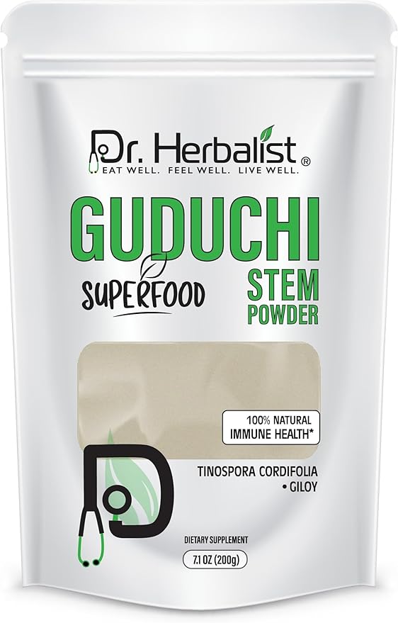 Dr. HERBALIST Guduchi Stem Powder (200g) - All Natural Botanical Ingredient - Ground Tinospora Cordifolia for Traditional Recipes