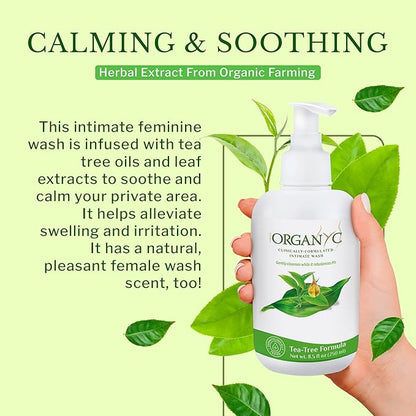 Organyc Feminine Intimate Wash for Sensitive Skin, 250 ml, pH-Balanced Cleanser with Organic Tea Tree & Botanical Extracts