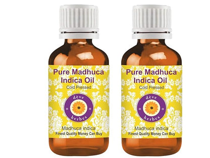 Deve Herbes Pure Madhuca Indica Oil (Madhuca Indica) Cold Pressed (Pack of Two) 100ml X 2 (6.76 oz)