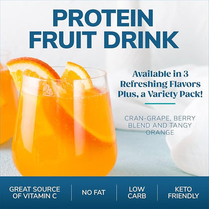 WonderSlim Protein Fruit Drink, Cran-Grape, No Fat, Gluten Free, Keto Friendly & Low Carb (7ct)
