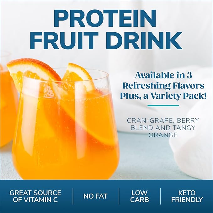 WonderSlim Protein Fruit Drink, Berry Blend, No Fat, Gluten Free, Keto Friendly & Low Carb (7ct)