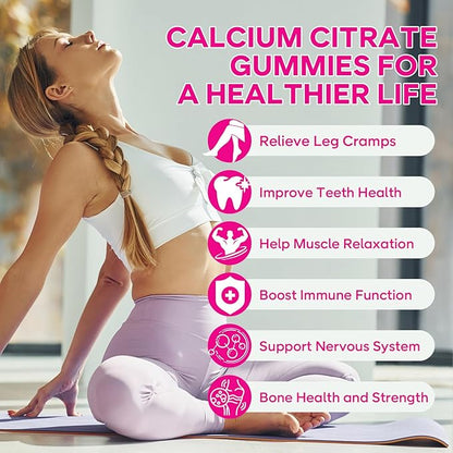 Calcium Citrate Gummies 1200 mg - High Absorption Calcium for Strong Bones, Muscles & Immune Support - Vegan, Non-GMO, Natural Strawberry Flavor, 60 Count