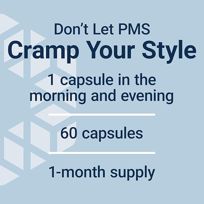 Life Extension Daily PMS Relief, Menstrual Comfort Supplement, PMS-Related Cramps, Lower Back discomfort, Mood, Ginger, Magnesium, B6, Gluten-Free, Non-GMO, 60 Capsules