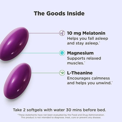 OLLY Ultra Strength Sleep Softgels, 10mg Melatonin, L-Theanine, Chamomile, Magnesium, Lemon Balm, Supports Deep Restful Sleep, Nighttime Sleep Aid, Non Habit-Forming - 60 Count