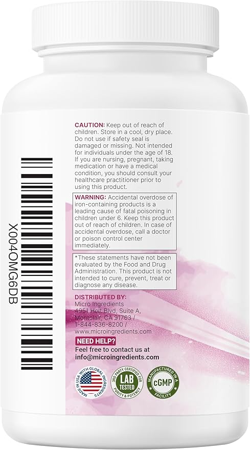 Micro Ingredients Pure Methylated Prenatal Vitamins for Women, 240 Veggie Capsules | 38-in-1 with DHA, Choline, Probiotics, Inositol, & Vitamin C, D, B Complex + Methylfolate, & Iron | No Fillers