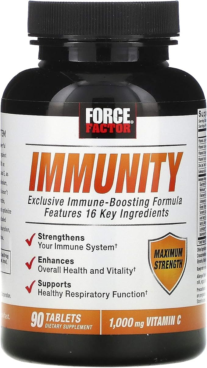 Force Factor Immunity, Immune Support Booster with Elderberry and 1000mg of Vitamin C, Plus Vitamin D, Zinc, Probiotics, Quercetin, Antioxidants, and Echinacea for Immune Health Defense, 90 Tablets