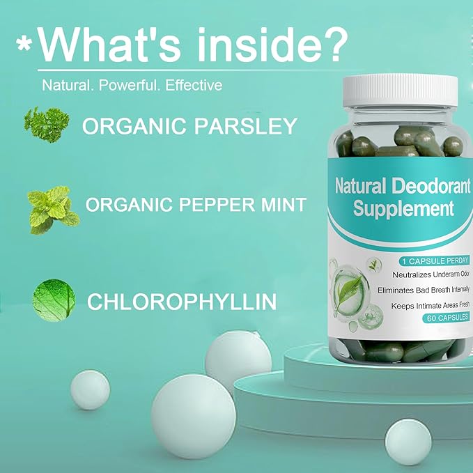 Mintora Bad Breath Capsules with Chlorophyll, Body Deodorizing Supplement, Chlorophyll Capsules, Internal Deodorant Supplement for Men & Women, Natural Odor Control for Bad Breath & Gut Health(1PC)