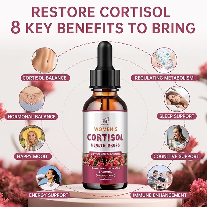 （2 Pack）Cortisol Manager Liquid Drops, Cortisol Supplements for Women, with magnesium ashwagandha, rhodiola rosea,l-theanine,Phosphatidylserine-Promote Relaxation and Support Mood- 30 Day Vegan Supply
