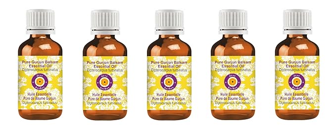 Deve Herbes Pure Gurjun Balsam Essential Oil (Dipterocarpus turbinatus) Steam Distilled (Pack of Five) 100ml X 5 (16.9 oz)