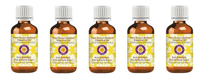 Deve Herbes Pure Gurjun Balsam Essential Oil (Dipterocarpus turbinatus) Steam Distilled (Pack of Five) 100ml X 5 (16.9 oz)