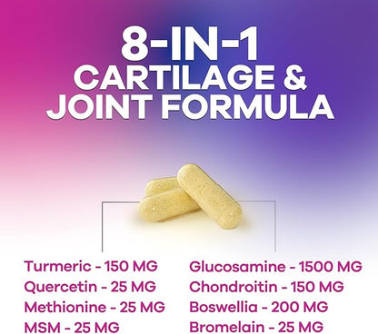 Glucosamine Chondroitin & MSM - 3x Strength Joint Support Supplement for Mobility & Comfort - Glucosamine Complex with Turmeric, Boswellia, Bromelain & Quercetin - Bottled in USA - 120 Capsules