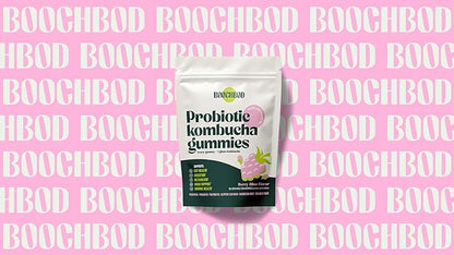 Probiotic Kombucha Gummy - Prebiotics, Probiotics, Postbiotics, Fiber Supplement, Slippery Elm, Dandelion Root, MCT Oil, for Bloating, Gut Health - Probiotics for Women and Men