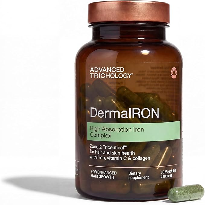 DermaIRON Iron Supplement for Women & Men – Gentle Iron for Low Ferritin & Anemia Support, Hair Thinning & Hair Loss Support, with Collagen & Vitamin C