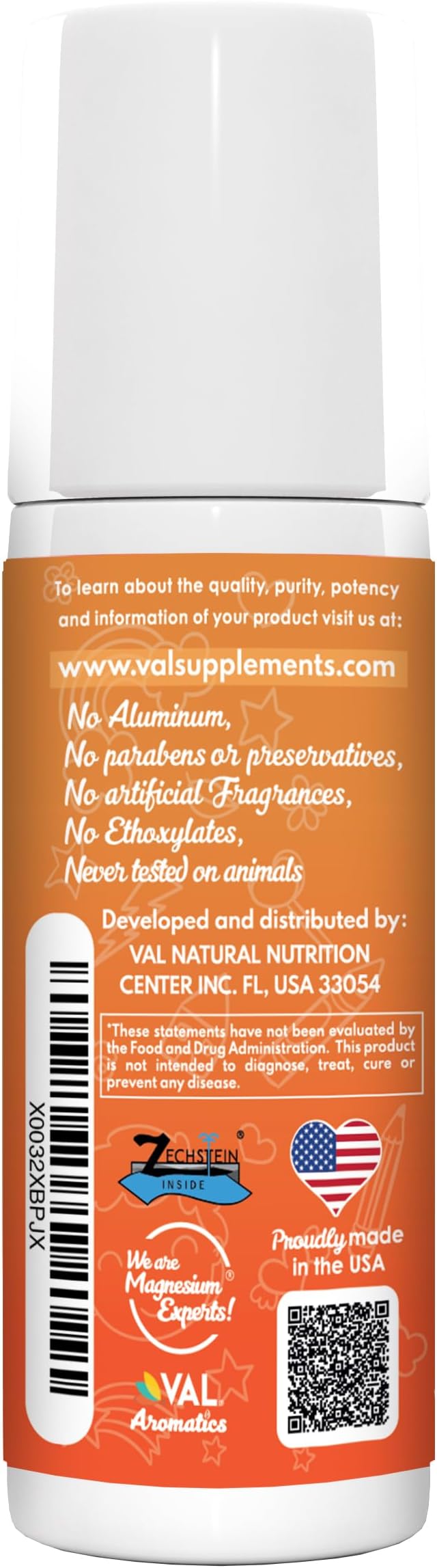 VAL Magnesium Roll-On for Kids | Gentle Zechstein Magnesium Chloride | Relaxation for Daytime & Bedtime | Calm & Mood Support | with Chamomile, Shea Butter & Essential Oils | USA Made | 3oz