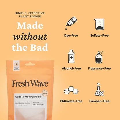 Fresh Wave Orange Odor Eliminating & Deodorizing Packs | Bag of 6