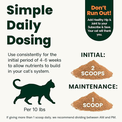 VetriScience Ultimate Strength Healthy Hip & Joint Powder, GlycoFlex Glucosamine, Chondroitin and Green Lipped Mussels Joint Supplement for Cats, Cheese & Chicken, 60 Scoops