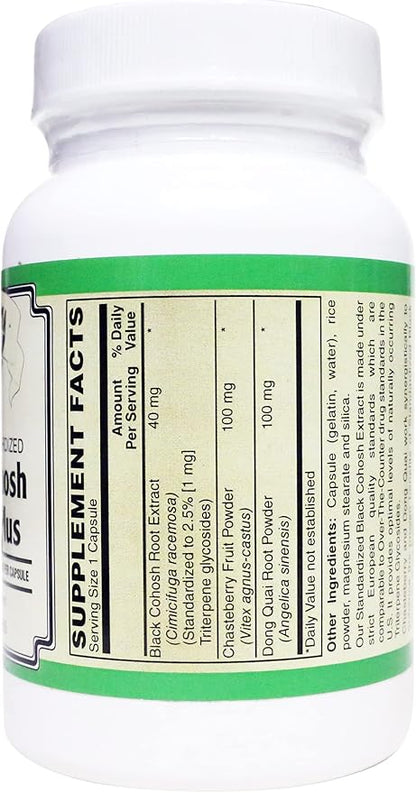 Black Cohosh Extract Plus, European Standardized 2.5% Triterpene glycosides (120 Capsules)
