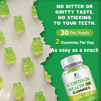 Cortisol Detox for Women Gummies, Cortisol Reducer Detox Manager, Magnesium Ashwagandha Rhodiola Rosea Herbal Complex for Mood/Focus & Sleep, Maintain Healthy Cortisol Levels - 30 Day Vegan Supply