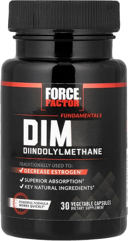 Force Factor DIM Pills to Decrease Estrogen in Men, Diindolylmethane Supplement with Key Natural Ingredients and Superior Absorption, Diindolylmethane 300mg, Works Fast, 30 Capsules