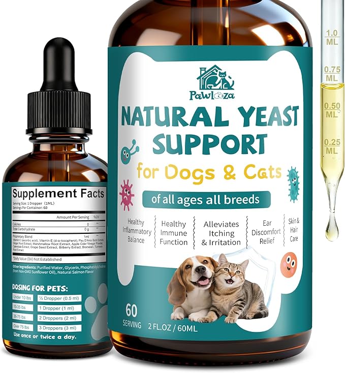 Yeast Infection Treatment for Dogs & Cats, Supports Healthy Itch, Inflammation, Irritation & Allergy Relief, Dog Ear Infection Treatment, Skin & Hair Care, Safe Natural & Effective Drops