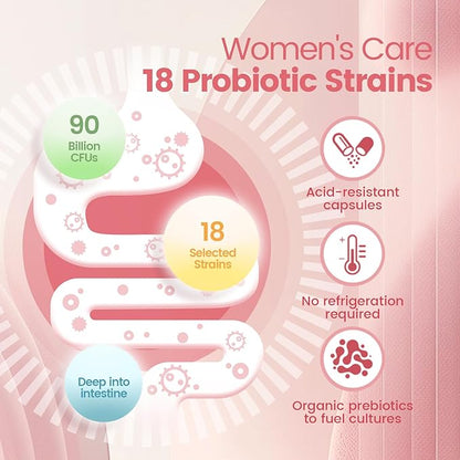 VivoNu Women's Probiotic,Prebiotics & Lactobacillus Probiotic Blend,60 Billion CFUs,18 Strains,Help Women's Health,Boost Immune,Digestive,Gut,Promote Healthy Vaginal Odor & Vaginal Flora